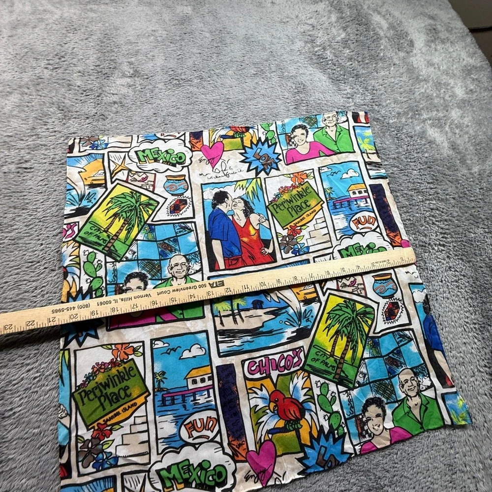 Chico's Silk Scarf Womens OS Multi Color EUC Coastal Sanibel Island Comic Print